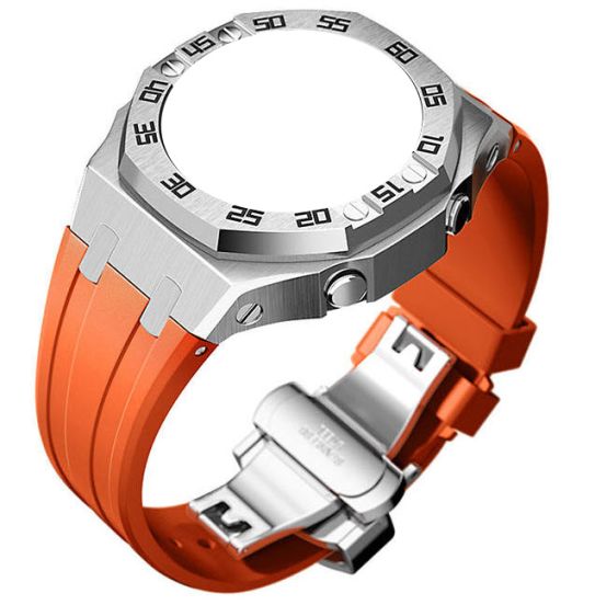 Unofficial Gen 4 Mod for CasiOak GA 2100 Steel Case Steel Bezel With Numbers Orange Silicone Strap TJ26 SS ORA SLK NUM