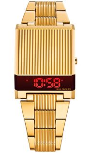 Bulova Computron Archive Series digitaalne LED kell retro 70ndate disainiga kuldse viimistlusega | 97C110