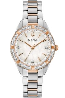 Bulova Sutton naistekäekell pärlmutter sihverplaadi, teemantide ja kahevärvilise terasrihmaga | 98R281