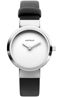 Minimalistlik naistekäekell valge sihverplaadi ja musta nahkrihmaga | AIW7601