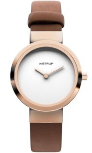 Elegant minimalistlik naistekäekell roosa viimistlusega, valge sihverplaadi ja eksklusiivse pruuni nahkrihmaga, mis on loodud rafineeritud naisele | AIW7609