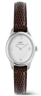 Ophelia Mini Dark Brown Lizard White Guilloché Silver DW00100888