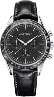 Aistrup AIW8704 Classic Sapphire Chronograph meeste käekell musta sihverplaadi ja nahkrihmaga | AIW8704