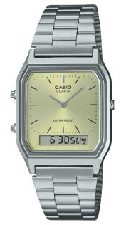 Unisex kahe ekraaniga Casio kell päikesekiire sihverplaadi ja roostevaba korpusega | AQ-230A-9AMQYES
