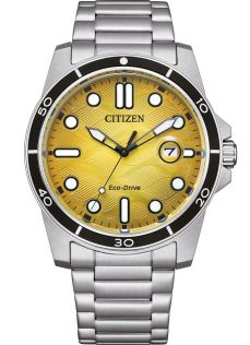 Citizen Eco-Drive spordikell terasest J810 kellamehhanismiga ja kollase sihverplaadiga | AW1816-89X
