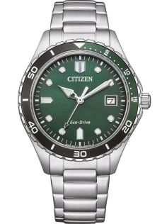 Citizen Eco-Drive unisex kell roostevabast terasest | Roheline sihverplaat sukeldumisrõngaga | AW1828-80X