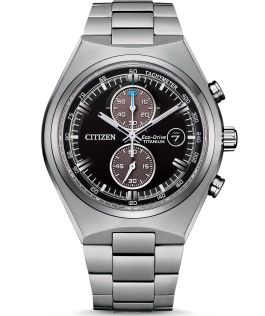 Citizen Eco-Drive kronograafkell supertitaanist musta sihverplaadiga ja 210-päevase käiguvaruga | CA7090-87E