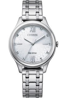 Citizen elegantne naiste käekell Eco-Drive'iga ja mustrilise sihverplaadiga roostevabast terasest | EM0500-73A