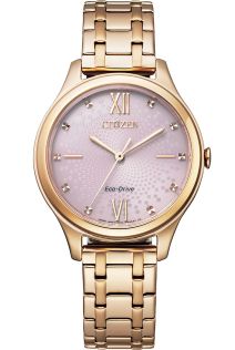 Citizen Eco-drive naiste käekell pärlmutter sihverplaadiga | Roosakullaga kaetud elegants kristall-tunnimarkeritega ja 180-päevase käiguvaruga | EM0503-75X