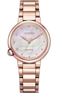 Citizen elegantne naistekäekell Eco-Drive'iga ja teemantiga roosa PVD | EM0912-84Y