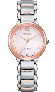 Citizen Eco-Drive naiste käekell terasest ja roosast kullast | Pärlmutter sihverplaat teemantiga | EM0924-85Y