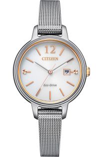 Citizen Eco-Drive naiste käekell võrgust rihmaga ja roosakuldsete detailidega | EW2449-83A