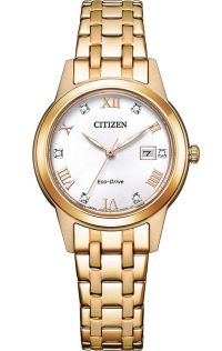 Citizen Eco-Drive naiste käekell kristallide ja roosakuldse terasrihmaga | FE1243-83A