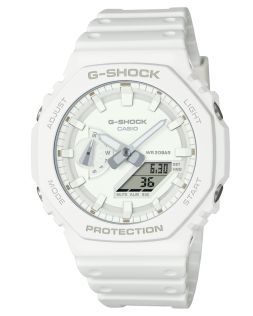 G-SHOCK Monokroomne seeria - Valge süsiniksüdamikuga bio-vaigust kell | GA-2100-7A7ER