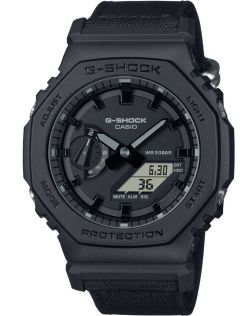 Must sõjaväe stiilis G-SHOCK kell süsiniktuuma kaitse ja Cordura rihmaga | GA-2100BCE-1AER