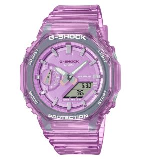G-SHOCK roosa läbipaistva disainiga 200M maailmaaegade kell | GMA-S2100SK-4AER