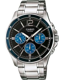 Kollase sihverplaadiga meeste terasest multifunktsionaalne Casio kell | MTP-1374PD-2AVEF