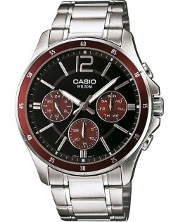 Helendava Neobrite sihverplaadiga meeste terasest kronograaf Casio | MTP-1374PD-5AVEF