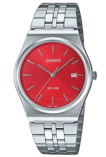 Punase sihverplaadiga õhuke Casio klassikaline käekell terasest korpusega | MTP-B145D-4A2VEF