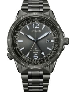 Citizen Promaster automaatne GMT piloodikell mustast terasest kahe ajavööndi ja lennufunktsioonidega | NB6045-51H