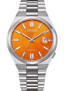 Citizen Tsuyosa Automatic meeste käekell terasest 8210 mehhanismiga ja oranži sihverplaadiga | NJ0151-88Z