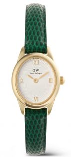 Ophelia Mini Green Lizard White Guilloché Gold DW00100892