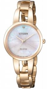 Citizen elegantne naistekäekell Eco-Drive'iga ja pärlmutter sihverplaadiga roosa PVD | EM0433-87D