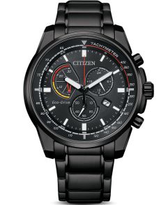 Citizen Eco-Drive kronograaf mustast terasest | Sportlik kronograaf tahhümeetriga | AT1195-83E