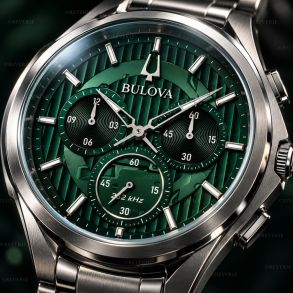 Bulova CURV kronograaf meeste kell rohelise sihverplaadi ja kõrge täpsusega mehhanismiga | 96A297