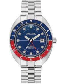 Automaatne meeste käekell Bulova GMT funktsiooniga ja terasest sukelduja bezel - Oceanographer GMT | 96B405