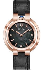Bulova Rubaiyat naistekäekell musta pärlmutter sihverplaadi, teemantide ja roosakuldse kellakorpusega | 97P139