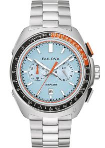 Sportlik meeste käekell Bulova'lt koos kronograafi ja helesinise sihverplaadiga - Racer Chronograph Collection | 98B432