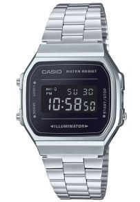 Klassikaline digitaalne Casio kell LED-valgustusega terasrihmaga | A168WEM-1EF