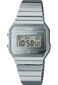 Casio Vintage Slim hõbedane digitaalne kell kroomitud viimistlusega | A700WEV-7AEF