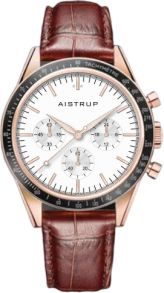 Aistrup AIW8702 Classic Sapphire Chronograph meeste käekell valge sihverplaadi ja pruuni nahkrihmaga | AIW8702