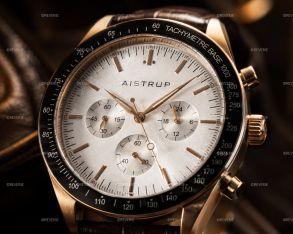 Aistrup AIW8702 Classic Sapphire Chronograph meeste käekell valge sihverplaadi ja pruuni nahkrihmaga | AIW8702