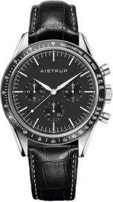 Aistrup AIW8704 Classic Sapphire Chronograph meeste käekell musta sihverplaadi ja nahkrihmaga | AIW8704