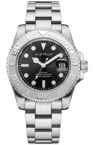 Aistrup meeste käekell musta sihverplaadi, pöörleva raami ja terasrihmaga | AIW8801