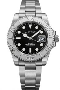 Aistrup meeste käekell musta sihverplaadi, pöörleva raami ja terasrihmaga | AIW8801