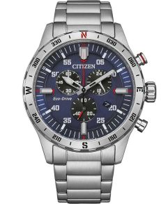 Citizen Eco-Drive kronograaf kompassiga | Sportlik disain sinise sihverplaadiga | AT2520-89L