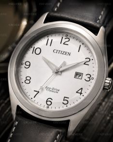 Citizen Eco-Drive Titanium meeste käekell nahkrihmaga | AW1640-16A