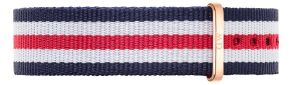 Daniel Wellington Sini-valge-punane Classic Canterbury nailonrihm punakuldse kinnitusega naiste käekelladele