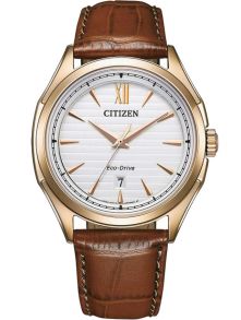 Citizen Eco-Drive meeste käekell roosa kullatud terasest | Klassikaline disain krokodillinahast rihmaga | AW1753-10A