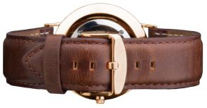 Daniel Wellington Tumepruun Classic Bristol nahkrihm punakuldse kinnitusega meeste käekelladele