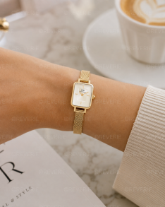 Daniel Wellington Ladies Golden Rectangular Mesh 15mm