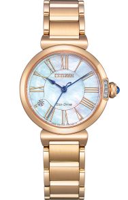 Citizen elegantne naiste käekell Eco-Drive'iga ja pärlmutter sihverplaadiga roosa PVD | EM1063-89D