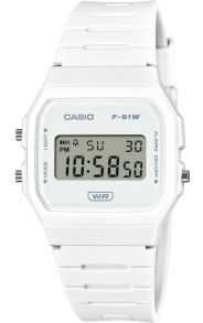 Klassikaline Casio F-91W digitaalne kell valge biopõhise rihmaga | F-91WB-7AEF