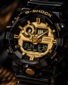Must ja kuldne ana-digi G-Shock stiilse disainiga | GA-710GB-1AER