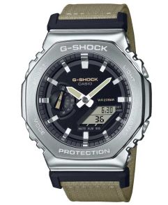 Utility Metal G-SHOCK kaheksanurkse terasraami ja beeži kangasrihmaga ana-digi kell | GM-2100C-5AER