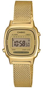 Vintage kuldne Casio digitaalne kell võrgurihmaga | LA670WEMY-9EF